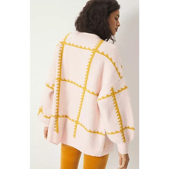 Anthropologie Catherine Floral Shine Cardigan Pink Size One Size - Picture 3 of 12